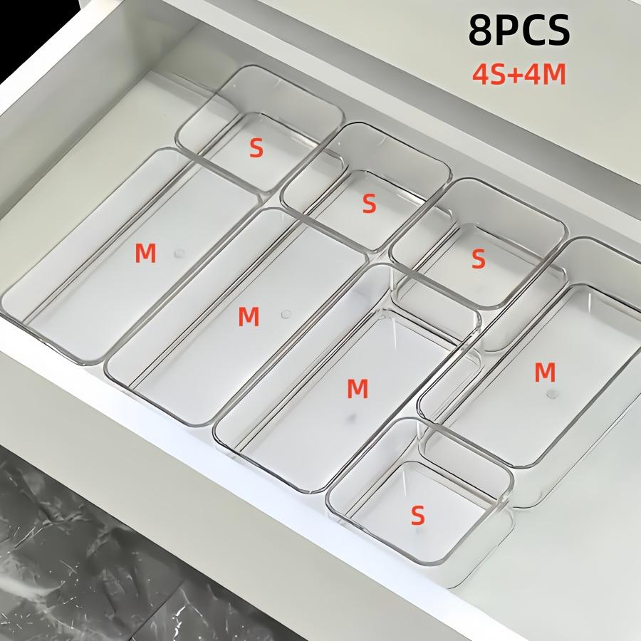 high quality8pcs Set of Transparent Acrylic Cosmetic Storage Boxes, Drawer Built-in Separation and Organizing Box, Desktop Office Stationery Storage