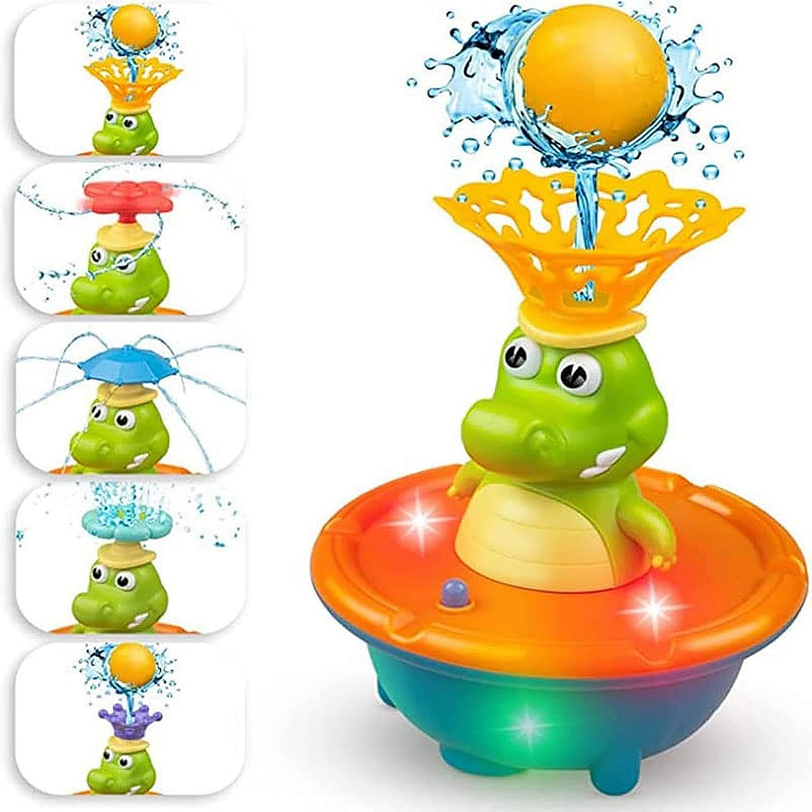 

Милая игрушка-фонтан в виде крокодила со светодиодной подсветкой для детей и младенцев, успокаивающая и забавная, сверкающая игрушка-фонтан для ванны, купели, бассейна и игр с водой,