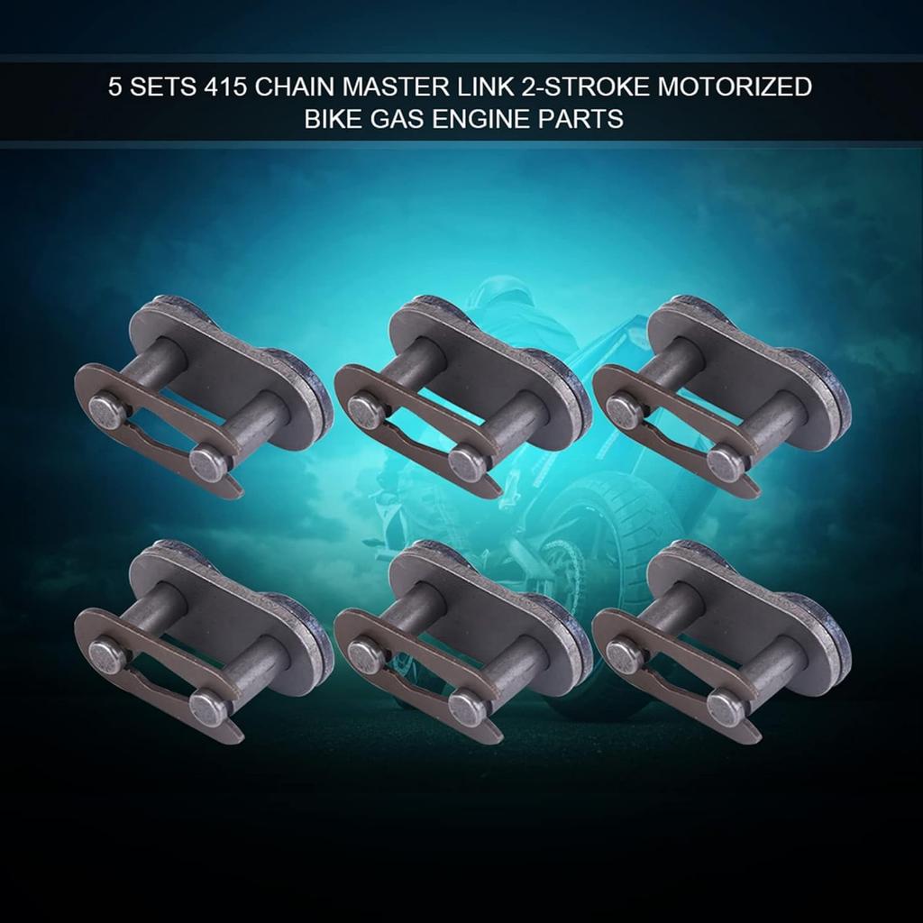 Master Link Chain, 5 Set 415 Carbon Steel Master Link Polished for Motorized Bike Parts for 2 Stroke Motorcycle and Motorized Bike Easy Installation