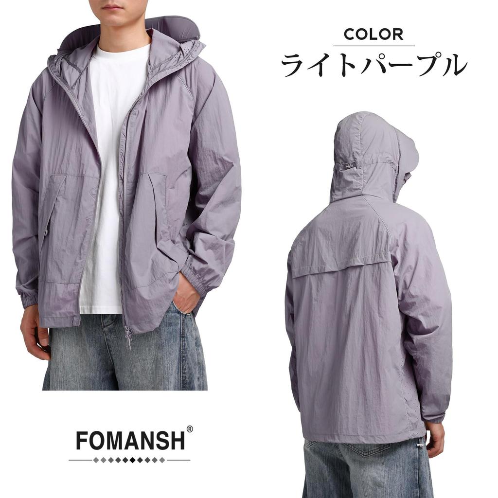 FOMANSH UV Protection Hooded Loose Full Street Comfortable for Outdoor Wear Men's Jacket, Breathable, Lightweight, Fit, Zip-Up, Style,