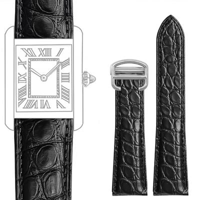 Krokodilleder-Armband für Cartier Solo Tank London Echtes Leder Schwarz Braun Herren Damen Uhrenarmband 16mm 18mm 20mm 22mm 24mm