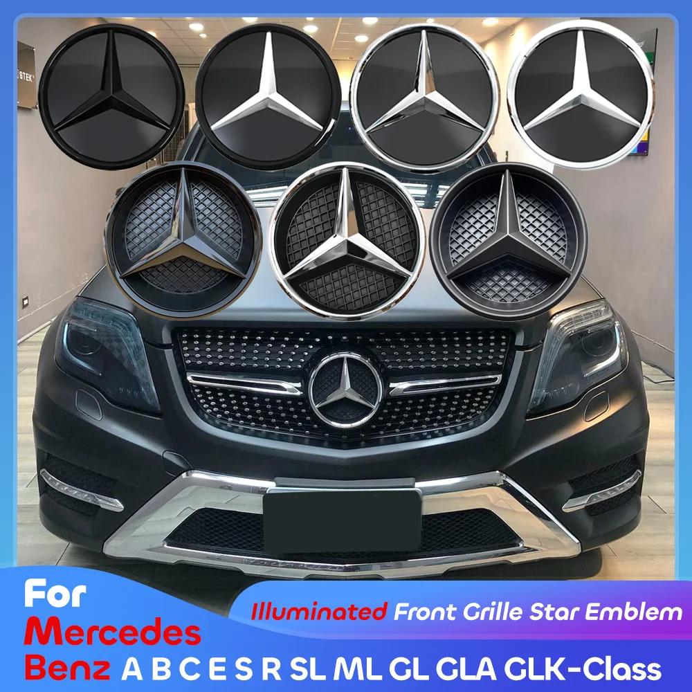 Chrom Silber OE Stern Frontgrill Emblem Mit LED Chrom Silber Glänzend B C E S R SL ML GL GLA Für Mercedes Benz GLK-Klasse