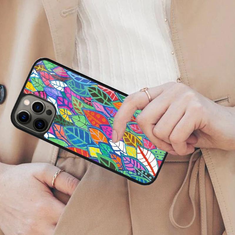 

Colorful Leaves Illustration Magnetic Phone Case For APPLE iPhone 17 Air 16 14 13 12 Pro Max 15 Plus Charge MagSafe Cover iPhone 14