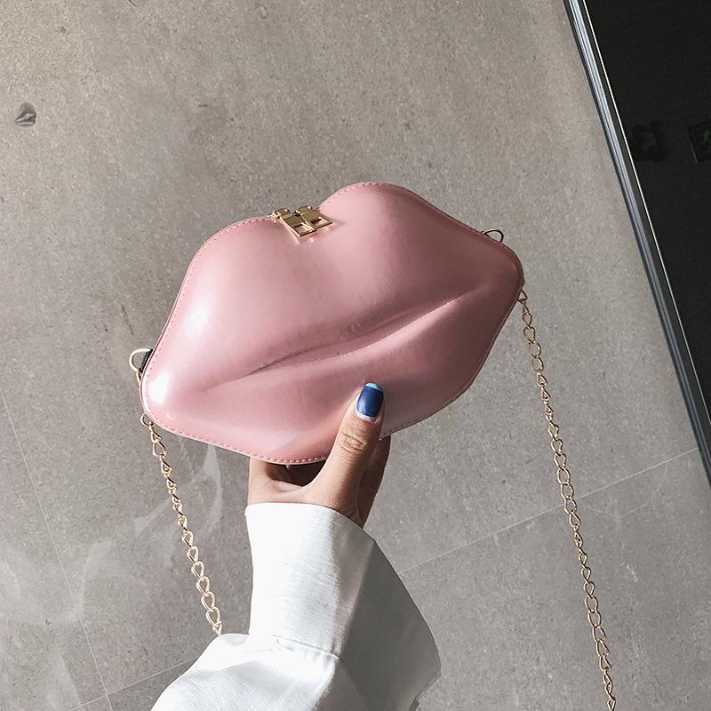2024 Fashionable Women's Versatile Structured Chain Shoulder Crossbody Bag - Lip Design