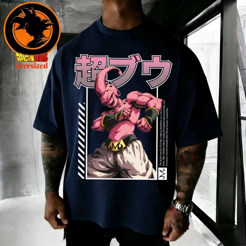 2026 Summer Dragon Ball Retro Pure Cotton Mens Tshirt Super Magic Man Buo Oversized Casual Shirt Unisex Parentchild Suit