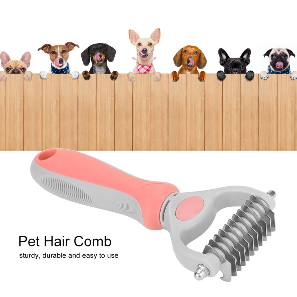 Double sided Stainless Steel Pet Hair Comb Brush Grooming Rake Dog Cat Trimmer Tool (Blue)
