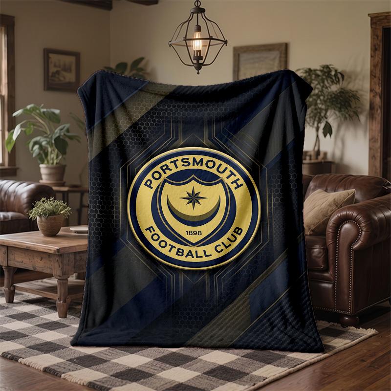 Coperta in Pile a Tema Portsmouth FC Morbida e Accogliente Coperta di Peluche per Camera da Letto Divano Viaggio