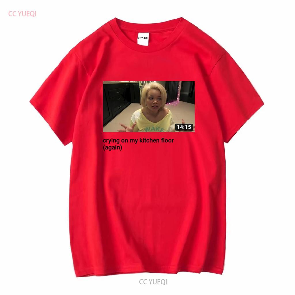White T shirt iconic Trisha pastas YouTube video crying on kitchen floor long or short sleeves vintage Washed homme Unisex