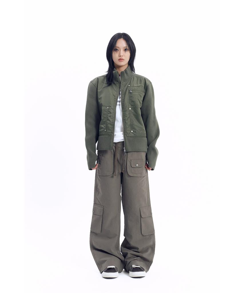 Aakam Knitted Nylon Jacket (Khaki)