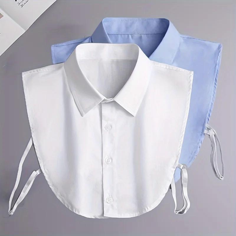 1ks Elegantní poloviční límec, Dámské bezrukávové odnímatelné kusy límce z umělé kůže, Vrstvené vložky do košile z polyesteru, Lze prát v pračce