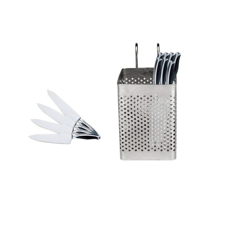 Rostfritt stål Chopsticksställ Bestickhållare Organizer Besticktork Avrinningsställ Hylla med krokar Kökstillbehör