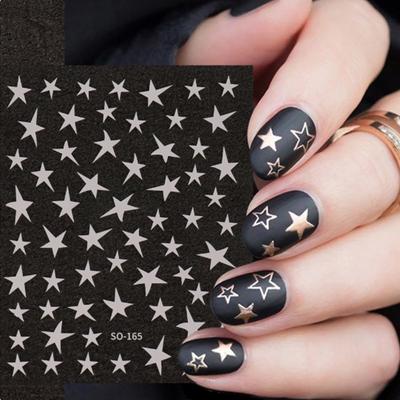 Nail Stickers with Gold, Silver, Stars, Multiple Shapes, and Pentagonal Stars for Nail Stickers
