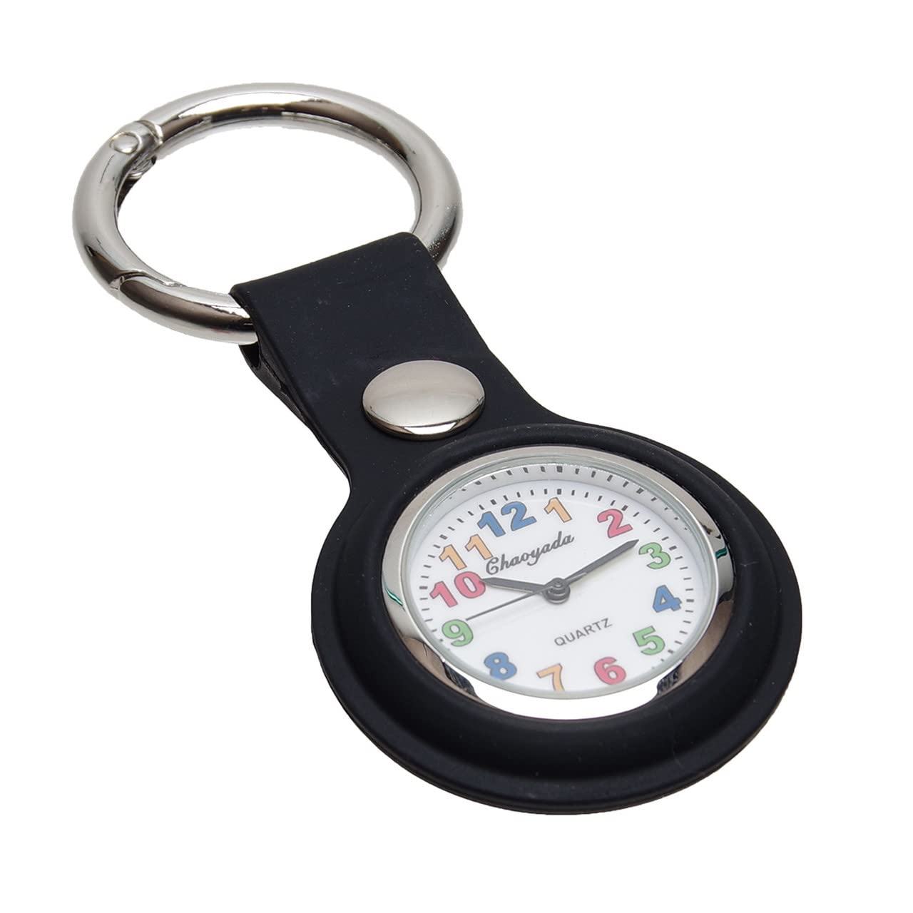 

GoodsLand [7 Colors] Pocket Watch Nurse Watch Kids Keychain Upside-Down Clock for Boys and Girls GD-KIDSCLOCK-BK