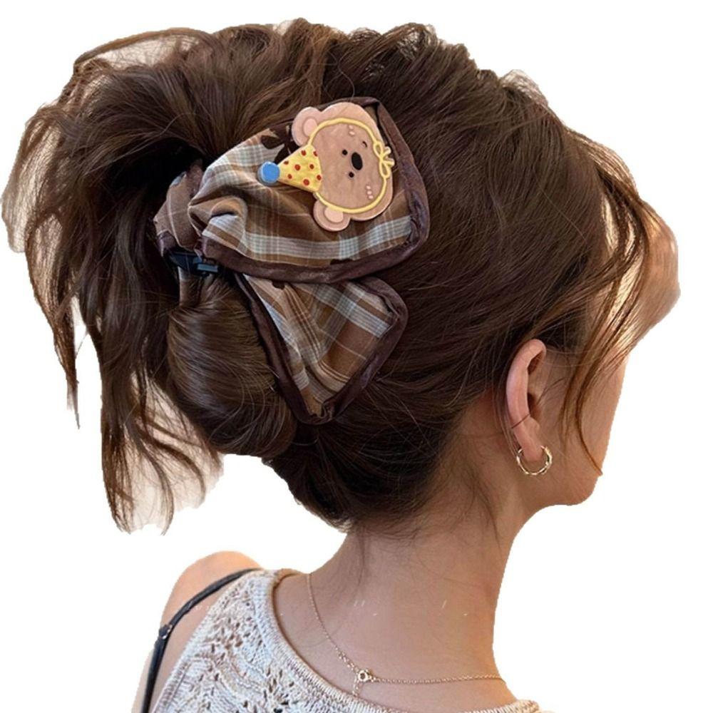 Plaid Cloth Shark Clip Cartoon Hairpins Fashion Cloth Hair Claws  Party Hair Accessories