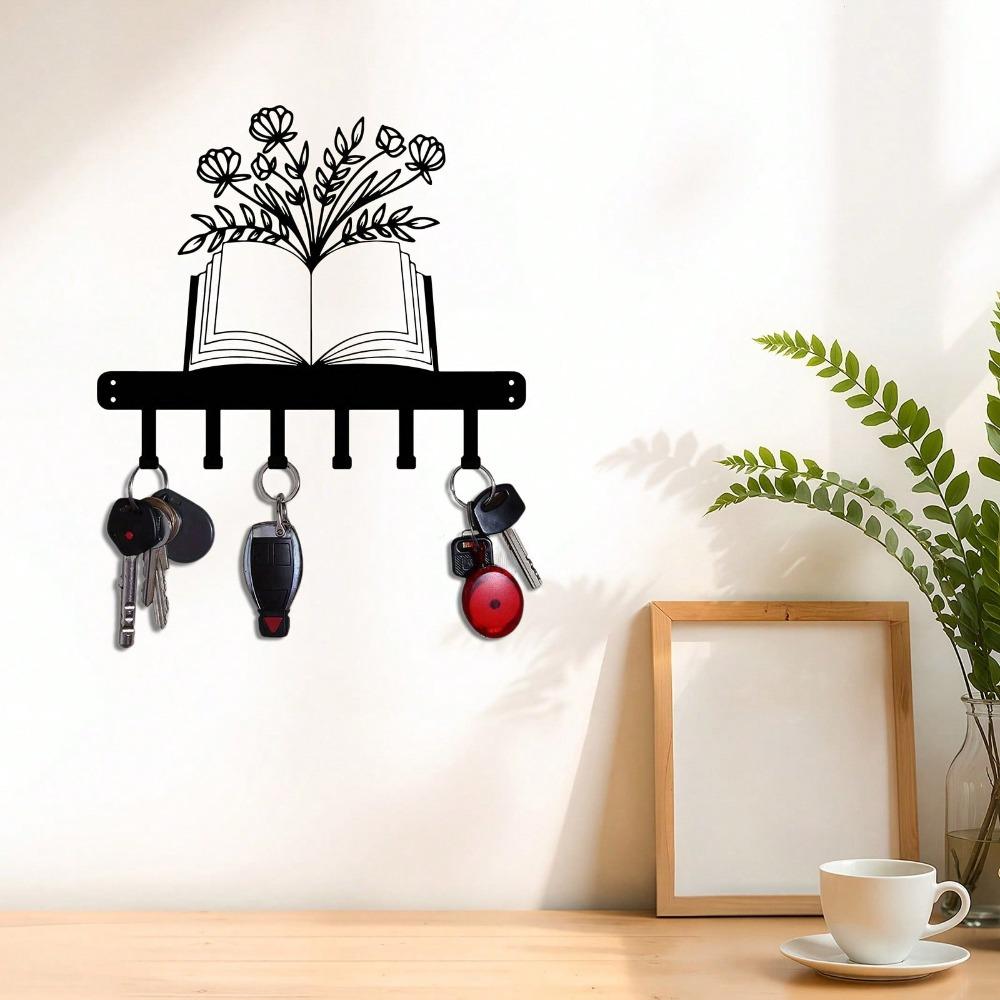 Modern Flower Metal Key Hanger Wall Mounted Entryway Storage Rack for Keys Coat Hat Space Saving Corridor Organizer with Painted Decor