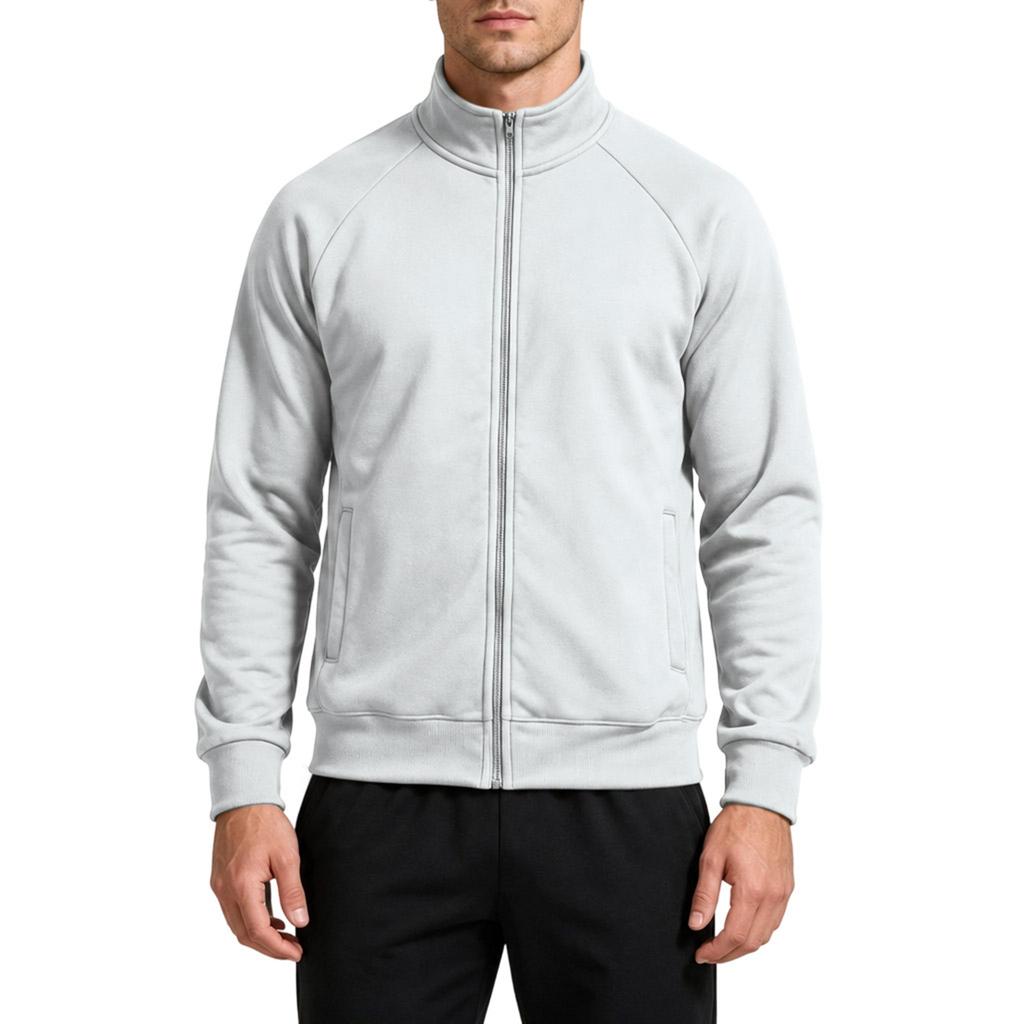 Men's Fall Winter Zip-Up Sweatshirt with Stand Collar, Casual Cardigan Jacket for Everyday Wear