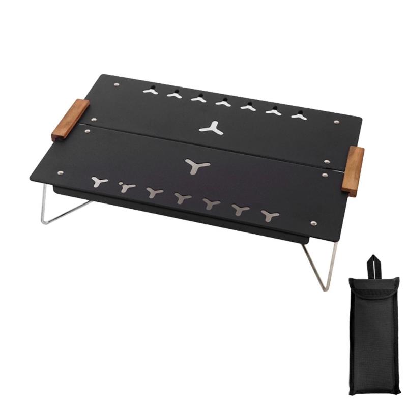 Outdoor Foldable Camping Table Portable Lightweight Folding Beachs Table Small Collapsible Table for Picnic BBQ 1 чёрный