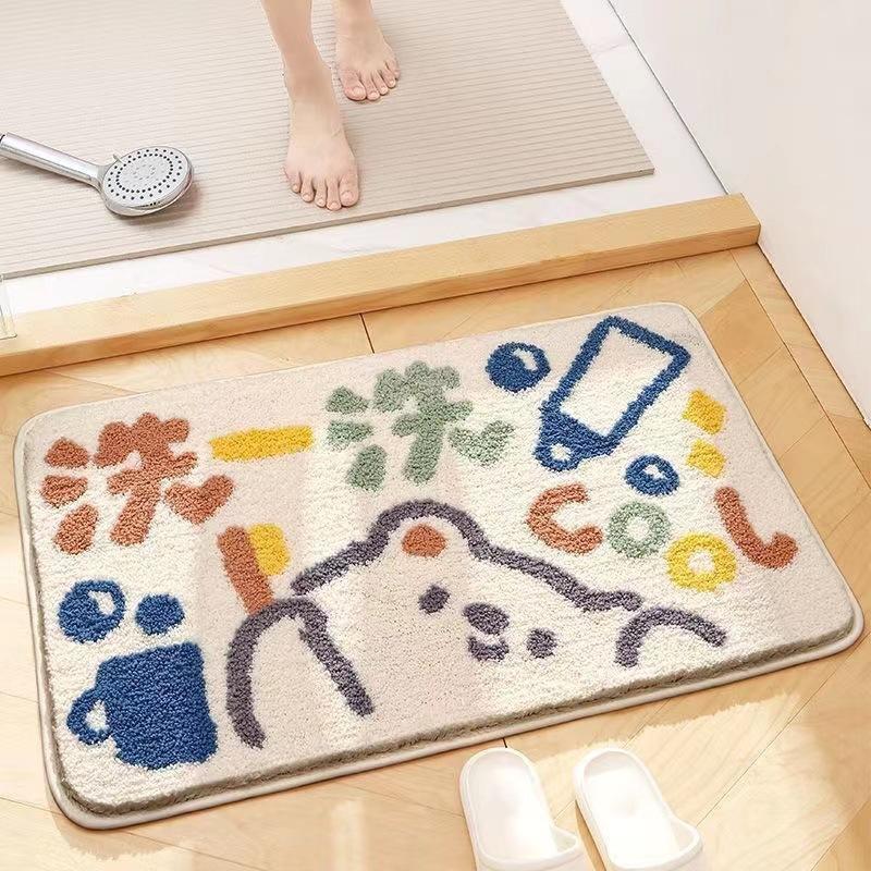 

VIKAMA Synthetic Cashmere Bathroom Water-Resistant Anti-Slip Floor Mat - Cute Home Toilet Entrance Rug - Home Decoration 40x60cm