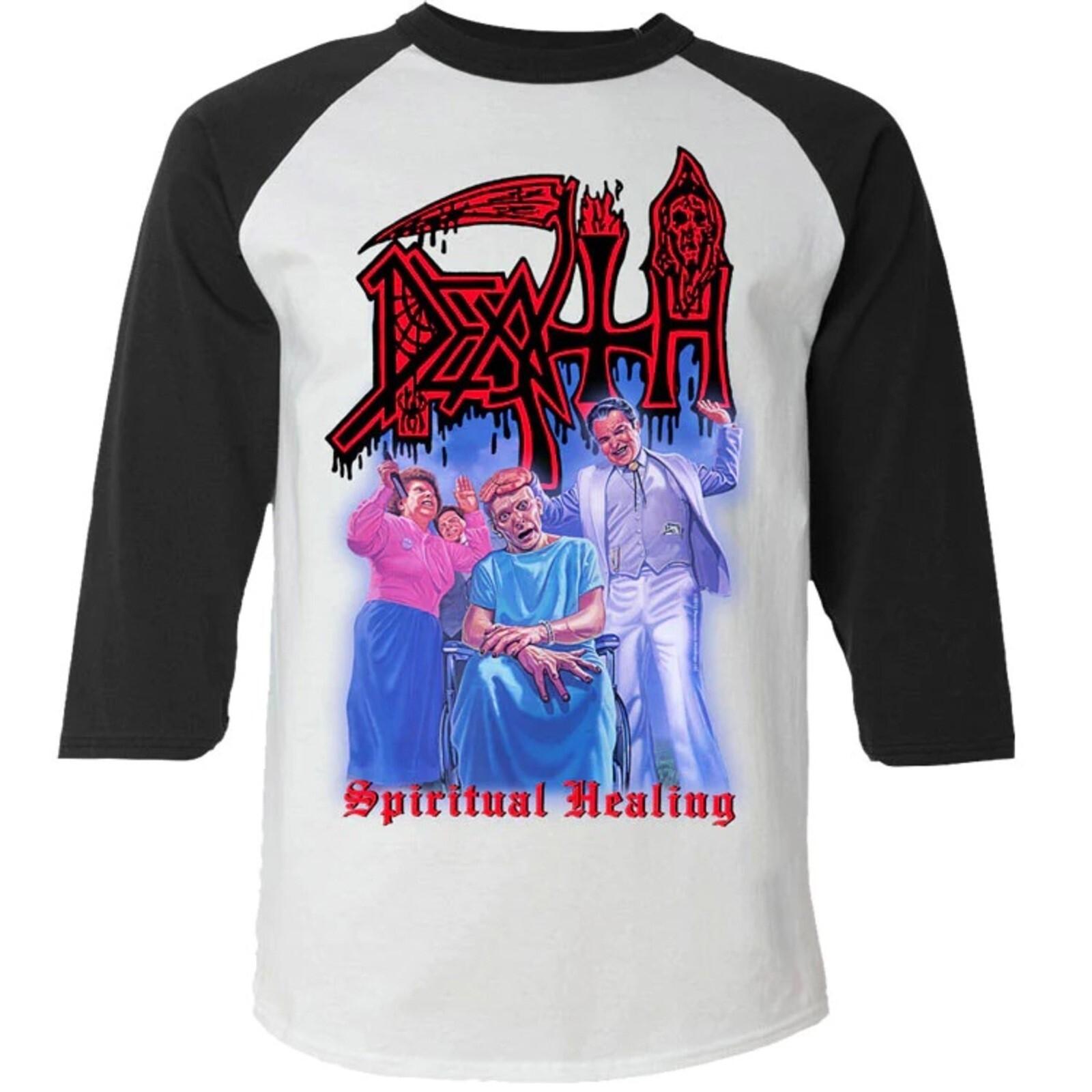 DEATH cd cvr SPIRITUAL HEALING Official RAGLAN SHIRT LG New chuck symbolic human S