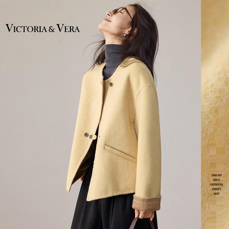 

VICTORIA&VERA Женское шерстяное пальто в стиле колор-блок с винтажными пуговицами L