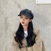 Women's Large Head Circumference Retro PU Leather Beret: Japanese & Korean Style Duckbill Hat