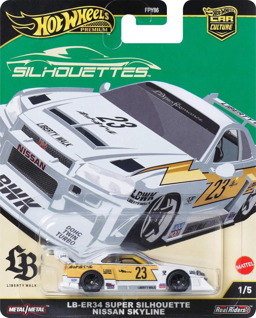 Hot Wheels Car Culture Siluetă Super Siluetă Nissan Skyline Vehicul Jucărie Mini Mașină pentru vârstele 3 ani și peste Alb JBK59 LB-ER34