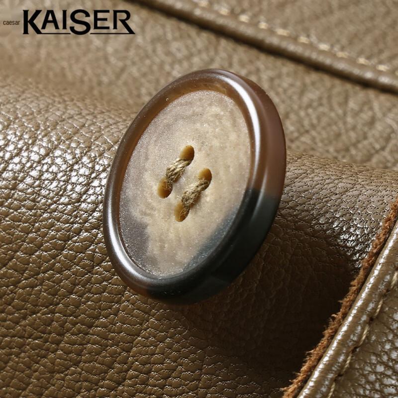 Kaiser Men's Genuine Goat Leather Turn-down Collar Motorcycle Jacket