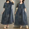 DIMANAF 2025 Summer Plus Size Dress Women Casual Vintage Shirt Dress Loose Basic Printing Dress