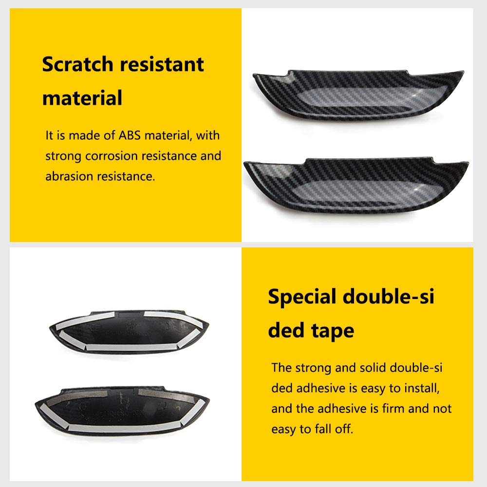 Jstotrim Carbon Fiber Door Handle Bowl Cover Trim Decal Bezel for Dodge Challenger 2015+