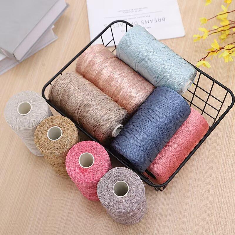 Mercerized Cotton And Linen Flat Belt Thread Light Body Ice Silk Thread Hand Crocheted Diy Hook Bag Hat Seat Cushion Hollow Thread