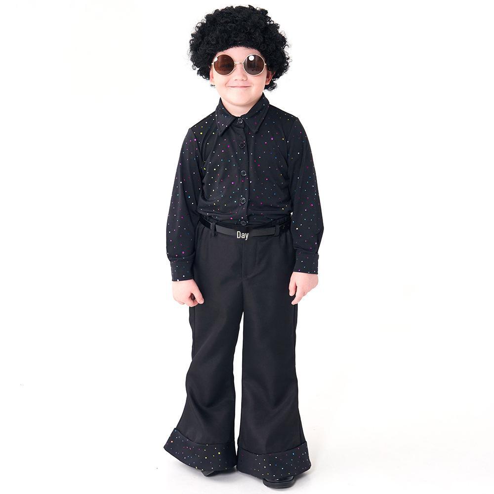 70s Disco Sequin Singer Costume Set - Retro Hippie Catwalk Performance