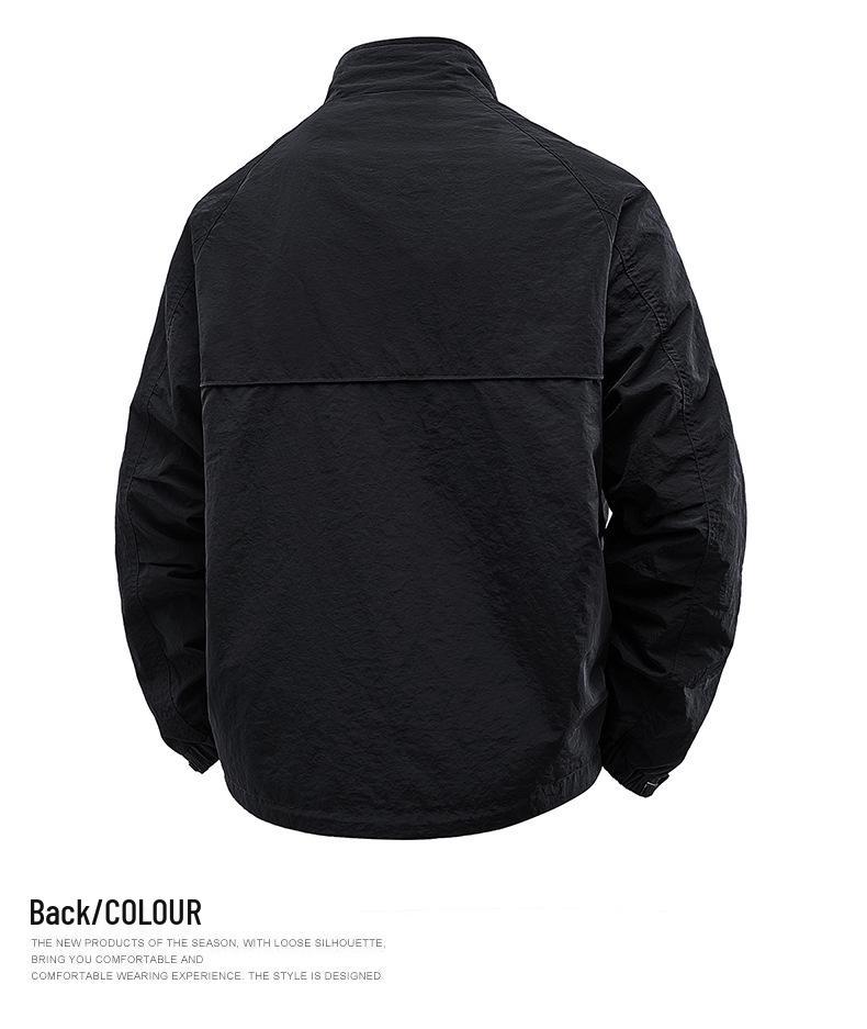 Men's Trendy Long Sleeve Jacket - Spring/Autumn Style, Solid Color, Casual & Versatile Outerwear