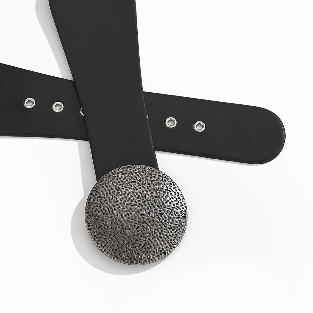 PU Leather Wide Women's Belt Circular Rivets Dress Jeans Belt Rivet Waist Belt  Music Festival