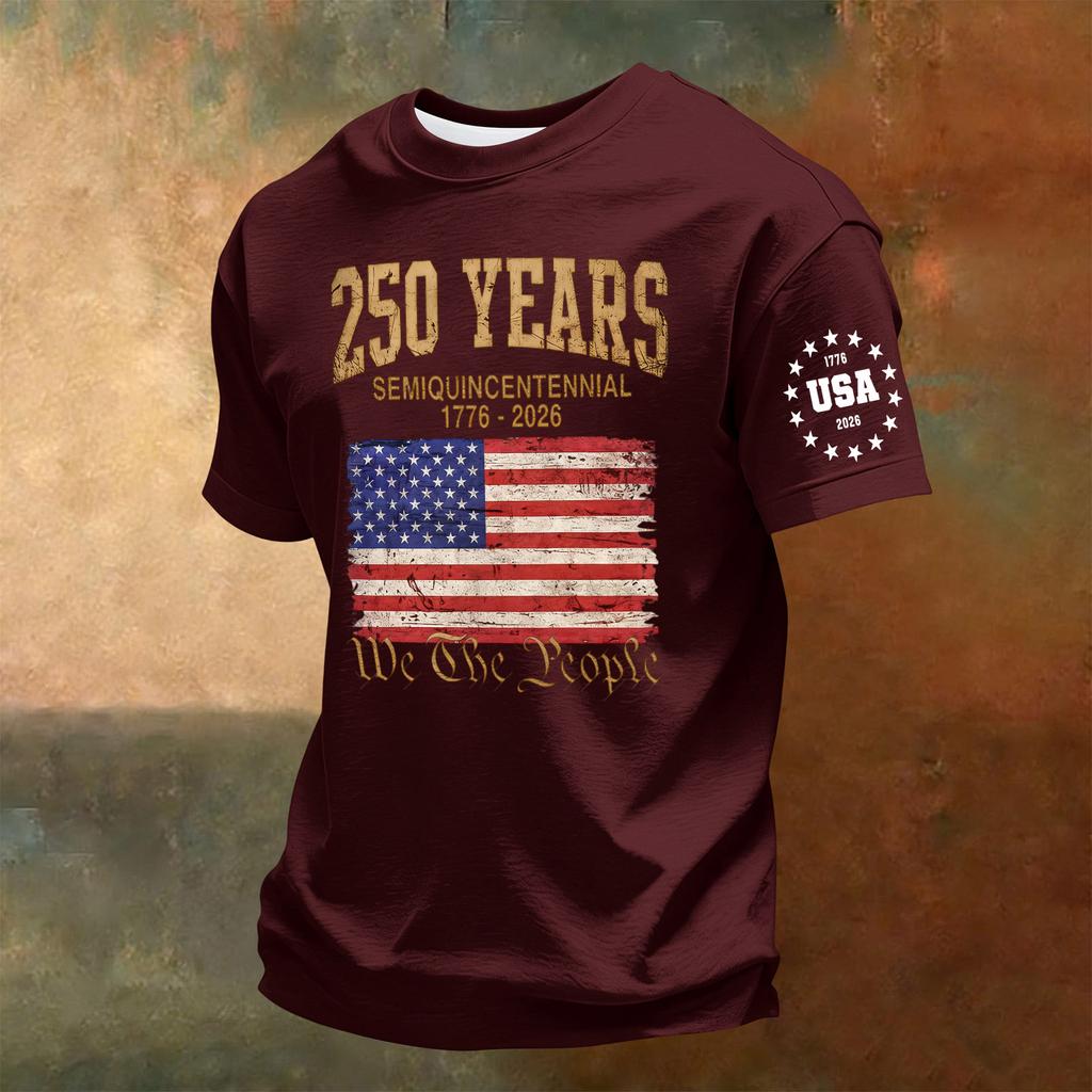 Men's Short Sleeve Crew Neck T-Shirt 250th Anniversary Independence Day Print Casual Comfortable Fit Summer Wear