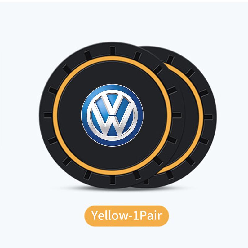 OPQ1 For Volkswagen VW Car Coasters Water Cup Slots Non-Slip Mat Waterproof Drink Pad Scirocco Passat Polo B5 B6 B7 CC Tiguan Sharan