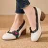 Fashion GKTINOO 2025 Spring Flower Genuine Cow Leather Shoes Women Shoes Elegant Fashion Shoes Woman Retro Handmade Shoes High Heels