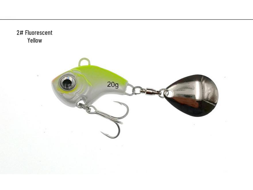 Cyclone 3 Metal VIB Bass & Mandarin Fish Lure with Spinning Slider, Long Cast, Enhanced Blood Bar & Treble Hook.