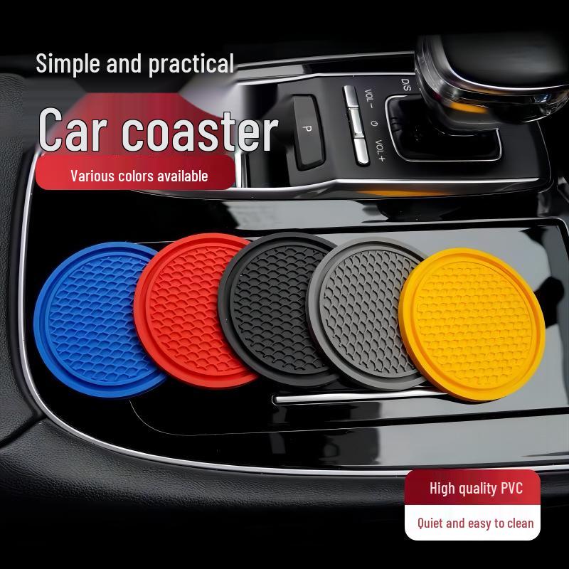 Anti-Slip PVC Car Cup Coaster - Soft Rubber Interior Accessory