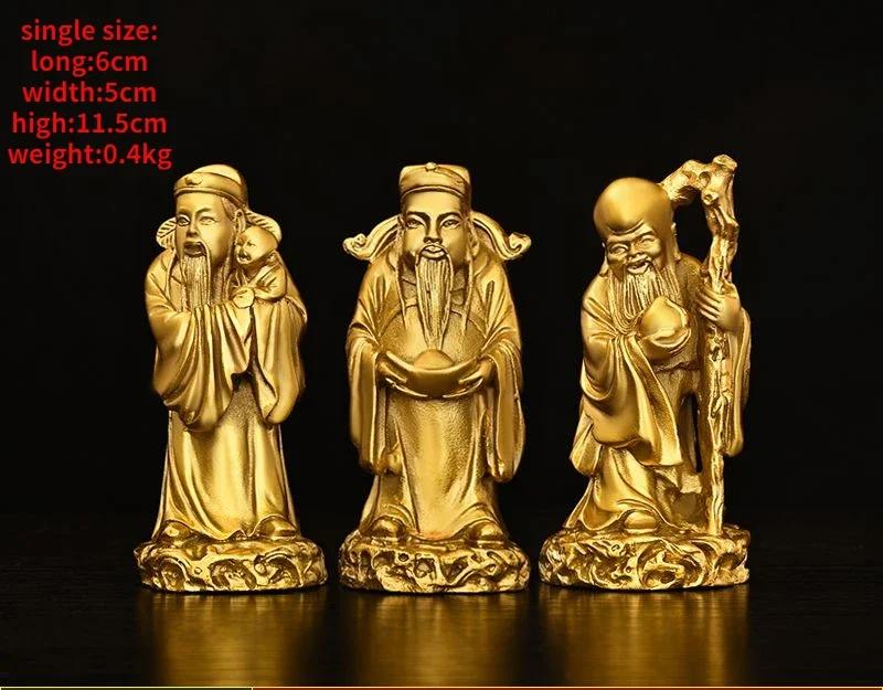 High Quality Copper Brass God of Fortune and Longevity Wealth Statue Longevity Star Nafu Home Living Decor