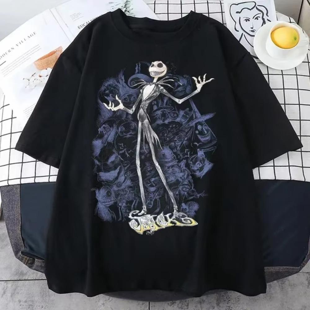 Men T-shirt  Nightmare Before Christmas Printed Short-sleeved Gothic Streetwear Unisex Gothic Retro Loose Top Y2K Shirt