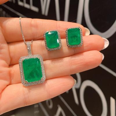 Jewelry Simulation Emerald Diamond Women'S Pendant Stud Earrings Main 12 * 16 9 * 12