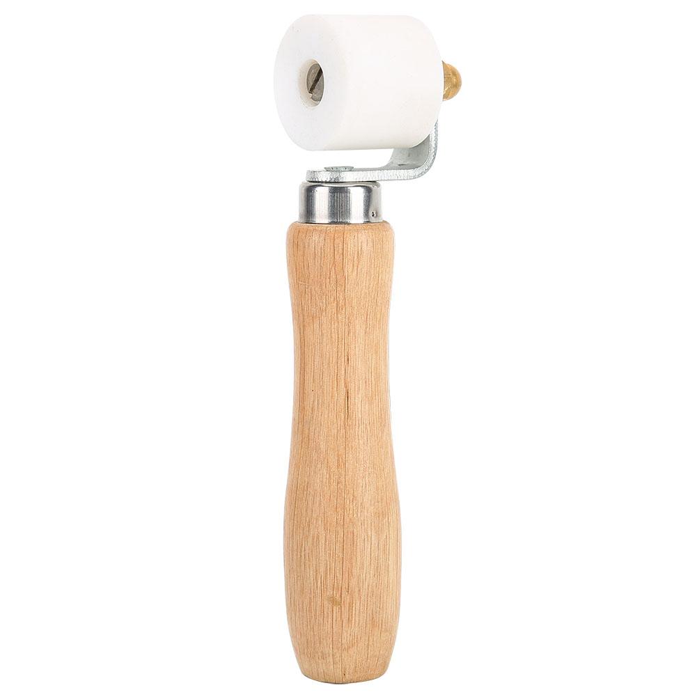 28mm 1.1in PTFE Hand Pressure Roller 2‑Way Bearing Wooden Handle Heat‑Resistant Welding Tool