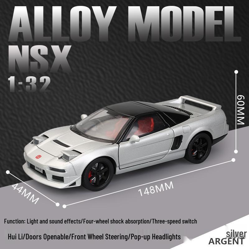 

Honda NSX 1st Gen Alloy Car Model with Shock Absorption, Sound & Light - Children s Toy Collectible Ornament серебряный