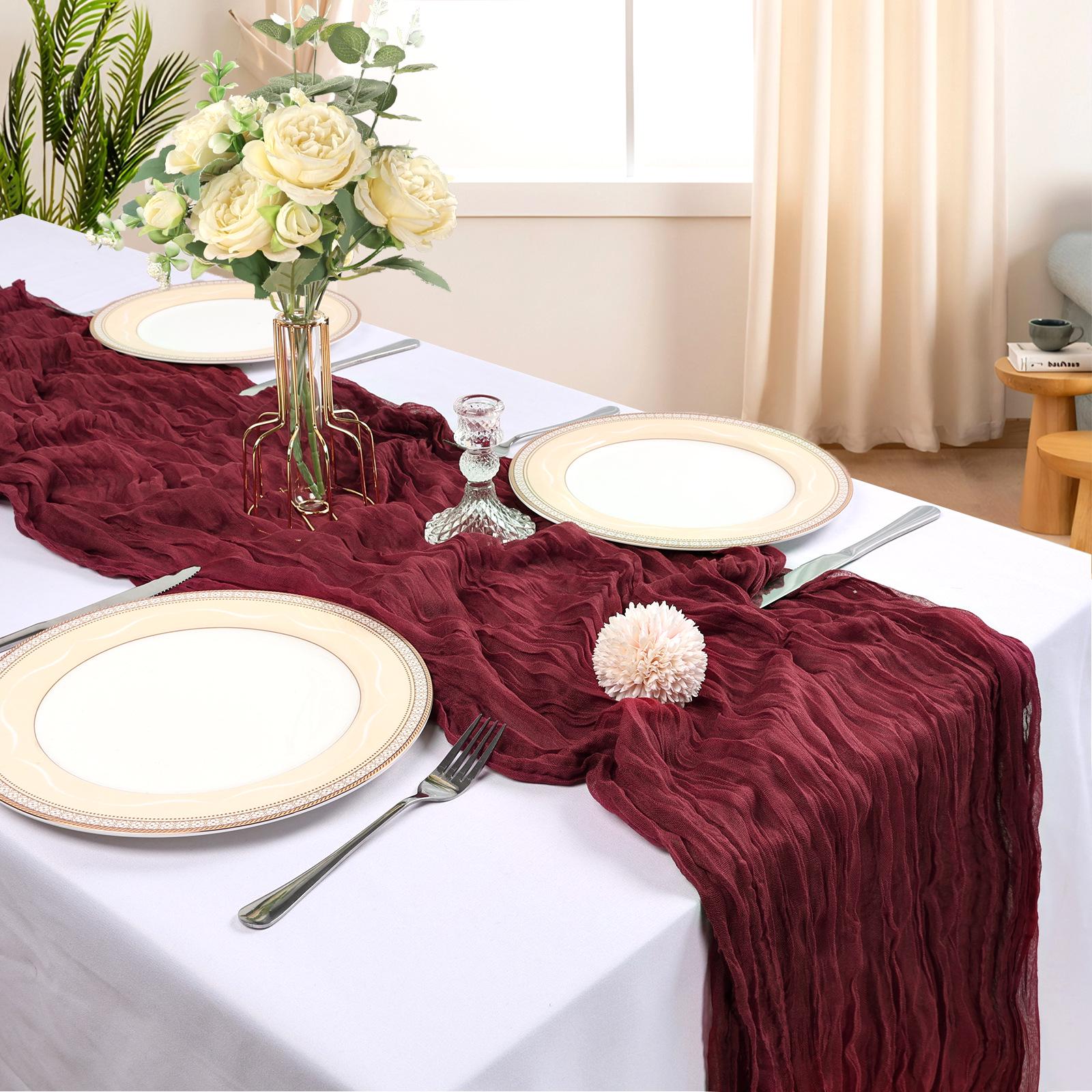 Богемный мятый марлевый дорожка на стол - Декор для свадьбы, празднования и вечеринки 43x275 cm / 17x108 inch