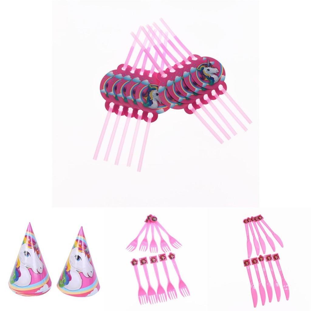 Magical Unicorn Kids Birthday Party Supplies Featuring Colorful Plates Cups And Banners