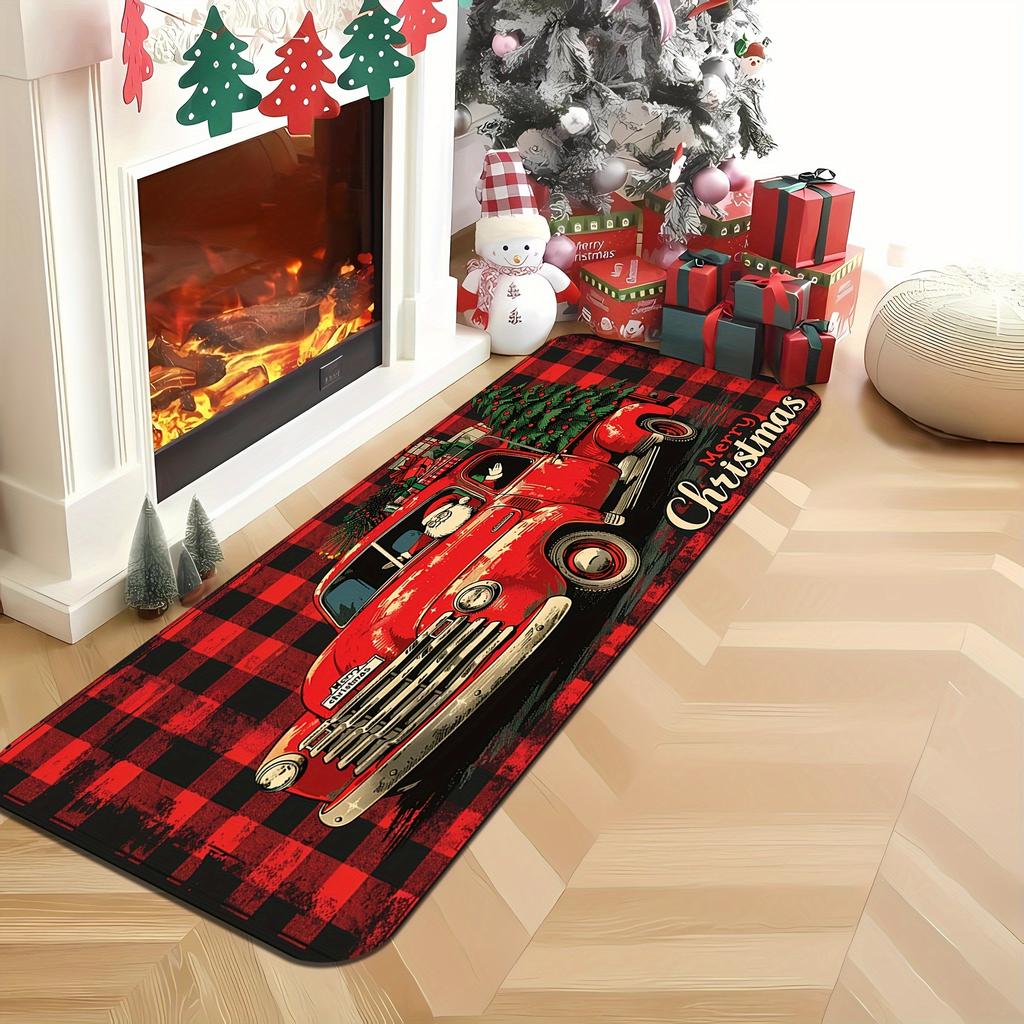 1Pcs Anti Fatigue Kitchen Rug  Merry Christmas Waterproof Non-Slip Thick Cushioned Kitchen Mat Heavy Duty Comfort Standing Mat for Kitchen