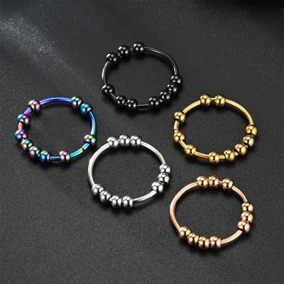 Unico anello di decompressione con perline rotanti da 4 mm per donna uomo polsino dito antistress ansia gioielli regali quotidiani