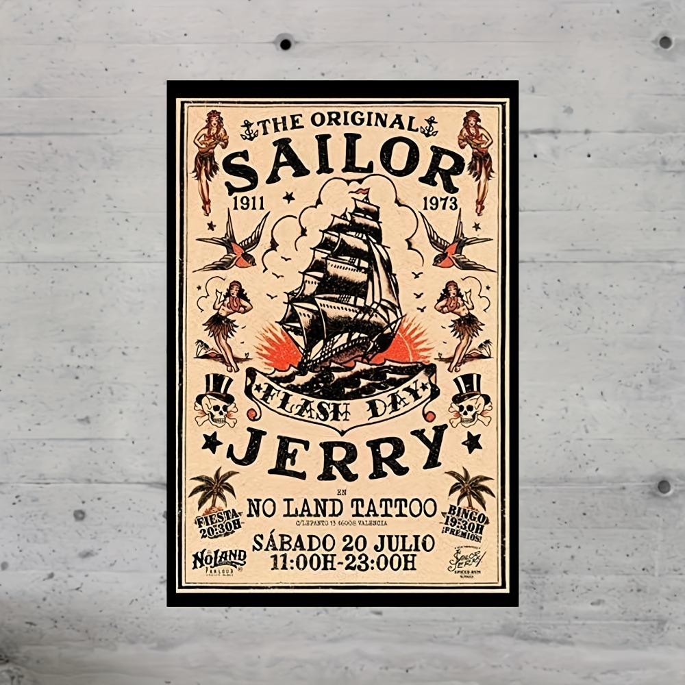 

Vintage Sailor Jerry Tin Sign - Nautical Frameless Metal Wall Art, Pub Bar Man Cave Decor - The Original Retro Plaque 20x30cm