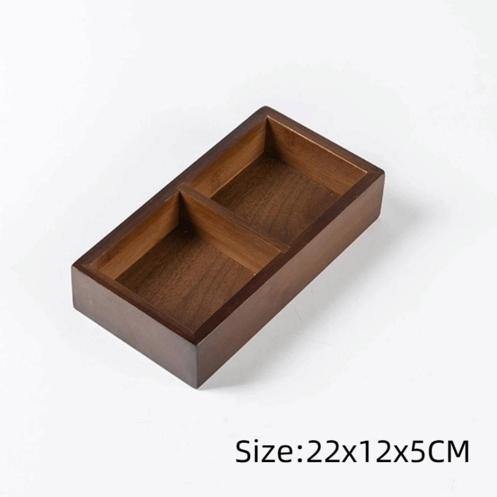 Multi-Grid Divided Plate Wooden Snack Storage Tray Reusable Bamboo Tray  Candy