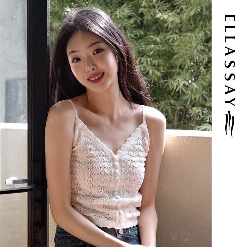 ELLASSAY Women's Lyocell Delicate Crochet Knit Top
